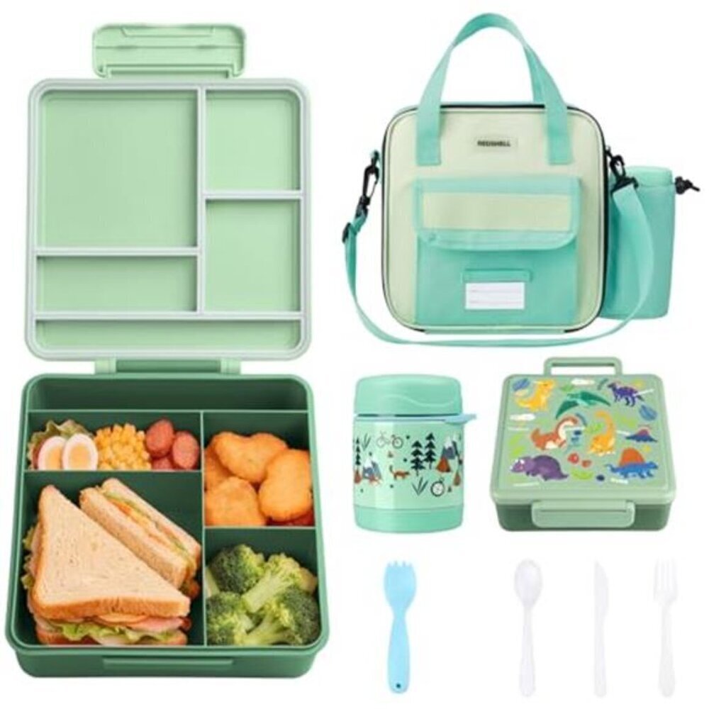 Kids Bento Lunch Box Set Leakproof Insulated Bag Thermos